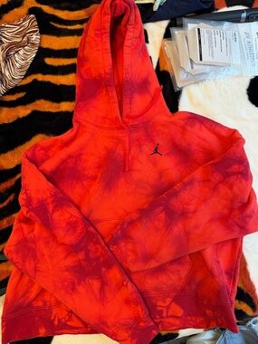 Jordan Bright Red Pullover Hoodie with Black Jumpman